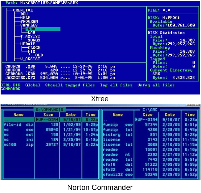 xtree, norton commander usw.