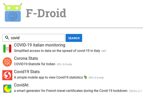 keine corona-app im f-droid store