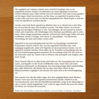 ablenkungsfreies schreiben mit focuswriter