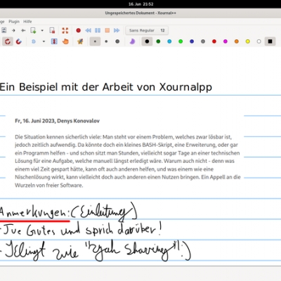 arbeitsweise: xournal++