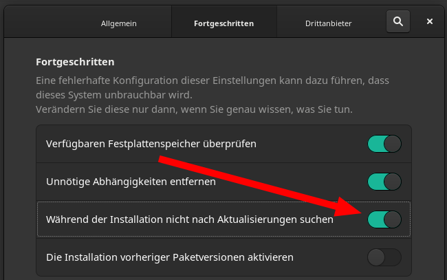 einzelne pakete bei manjaro installieren