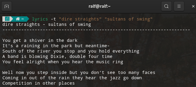 lyrics im terminal