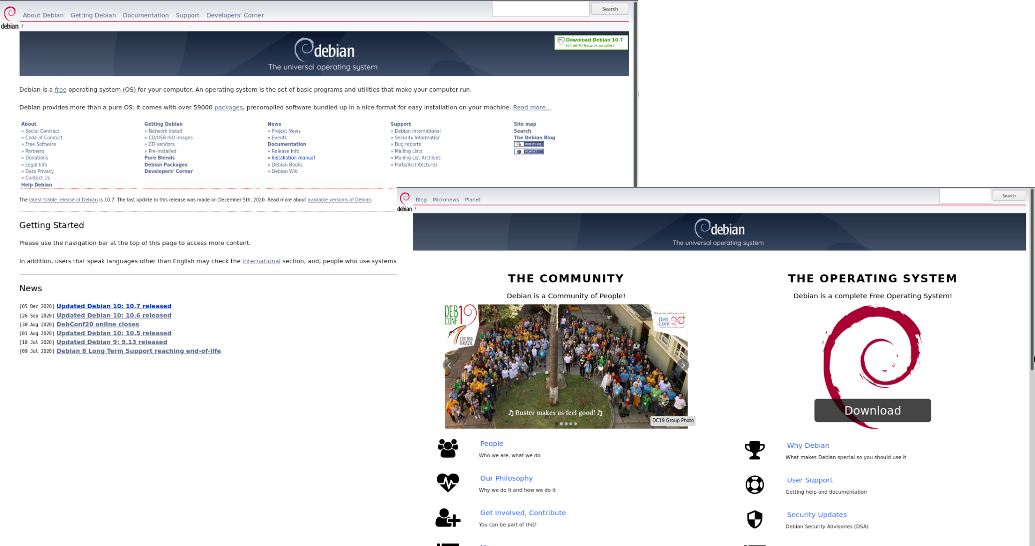 webseite des debian projektes überarbeitet