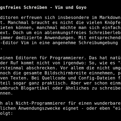 serie: ablenkungsfreies schreiben - vim und goyo