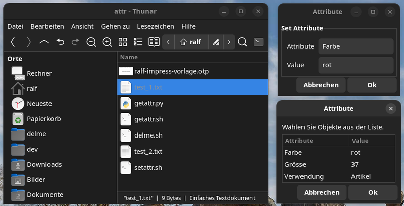 erweiterte dateiattribute mit zenity in thunar einbinden