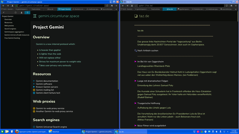 sparsam surfen: gemini und gopher