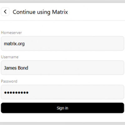 sign in with matrix