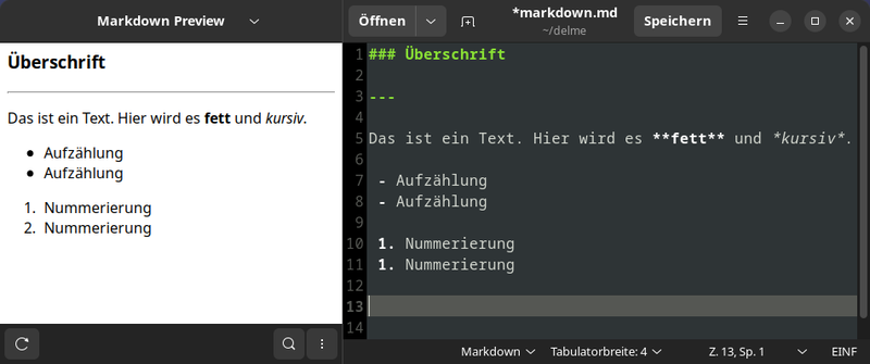 markdown als gedit-erweiterung