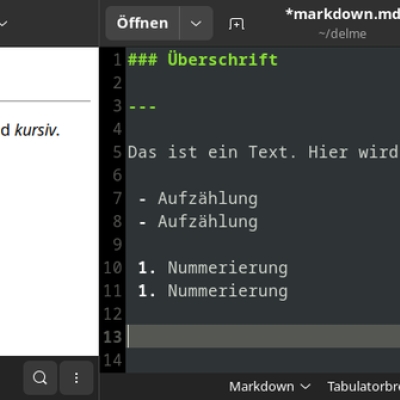 markdown als gedit-erweiterung