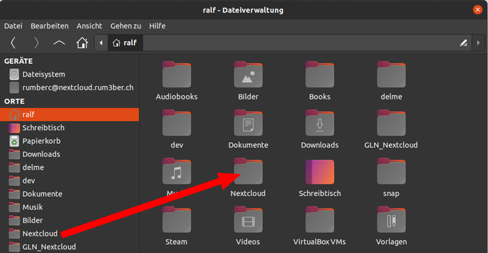 nextcloud unter xfce einbinden