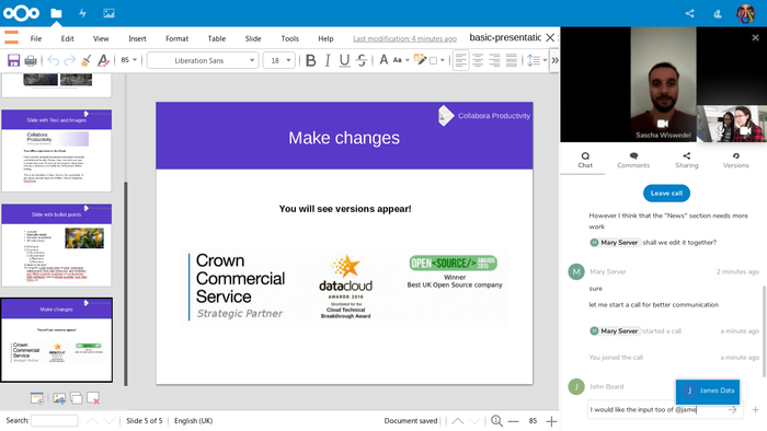 nextcloud talk integriert dateien