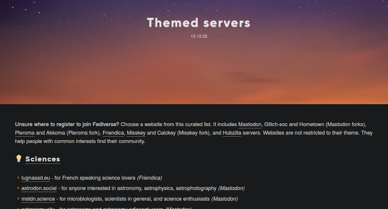 "themed servers" - auswahlhilfe für eine fediverse-instanz