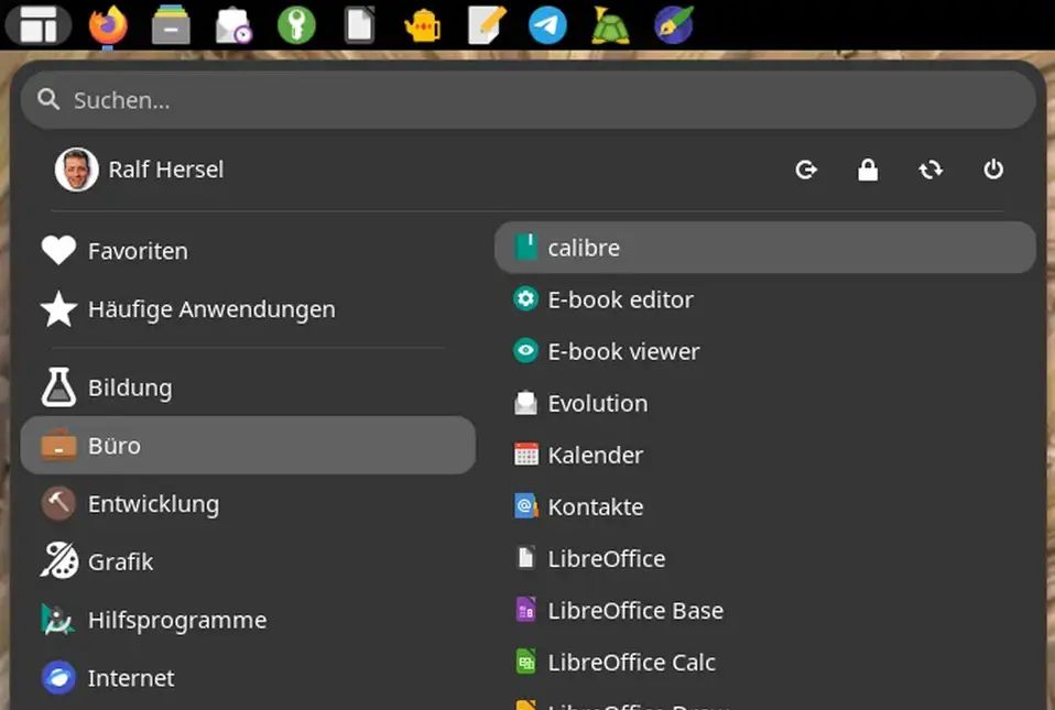 das arcmenu kann den gnome-desktop ergänzen
