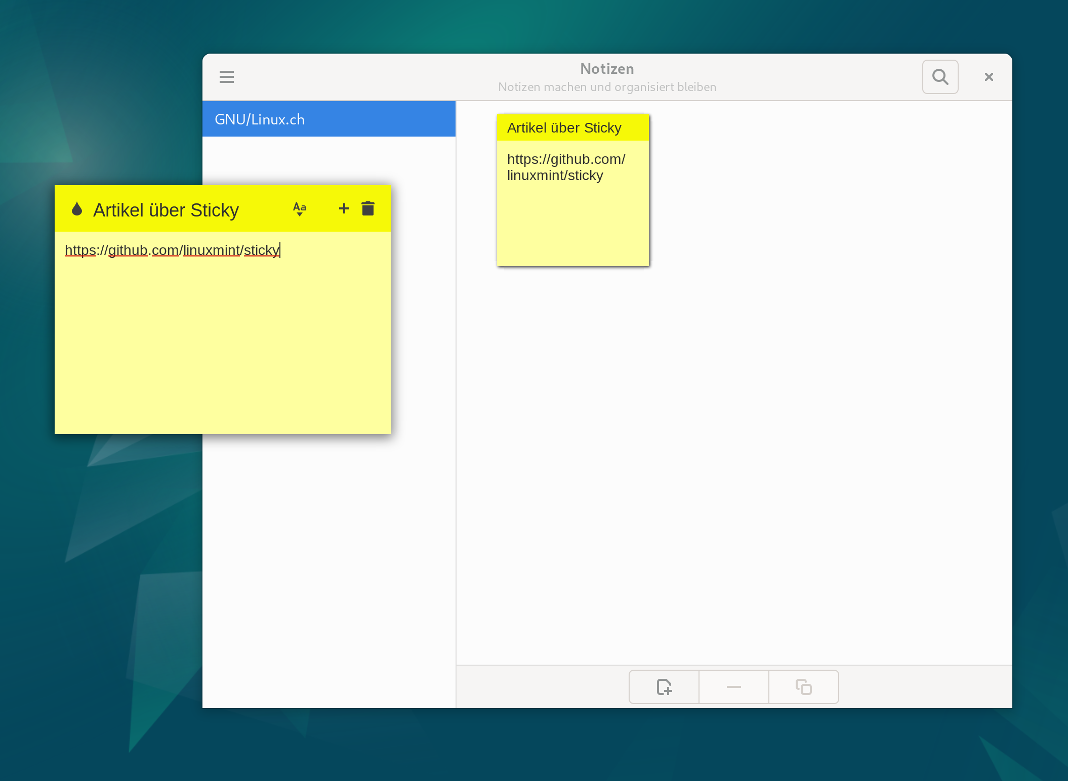 klebezettel mit sticky