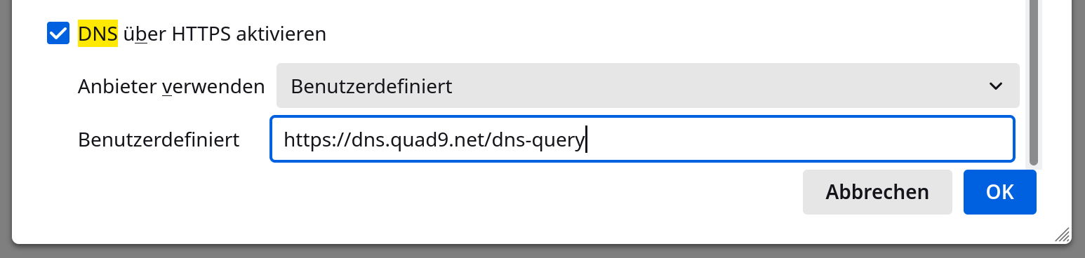 doh unter firefox und thunderbird aktivieren
