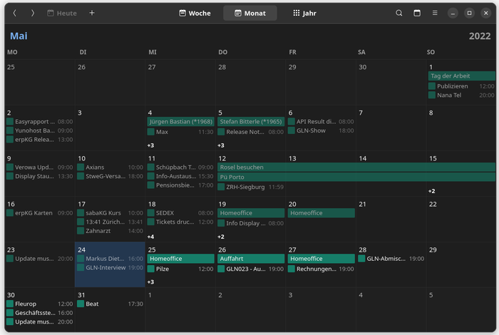 gnome kalender und kontakte