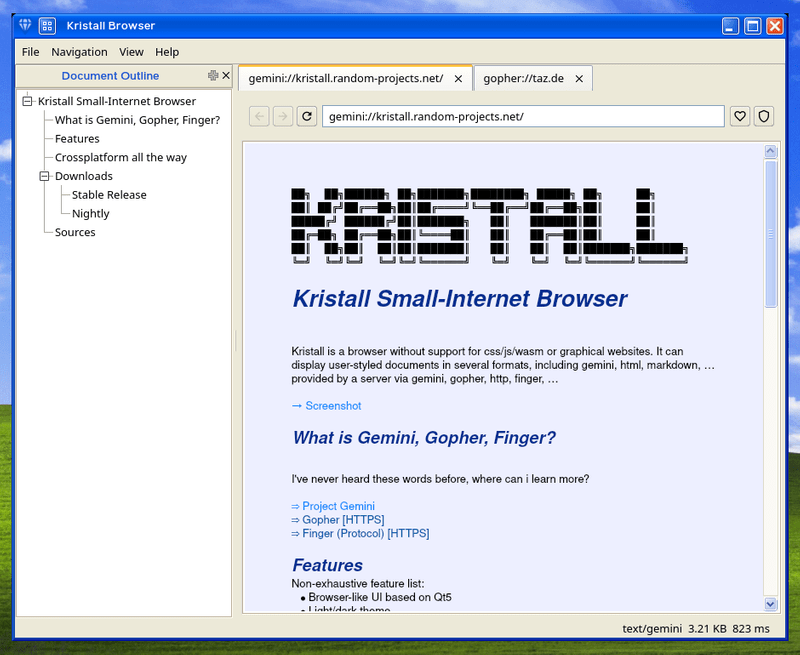 kristall: ein browser für gemini und gopher