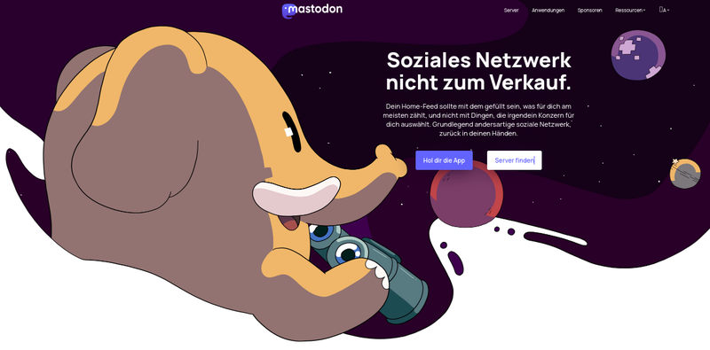 mastodon mit neuer startseite