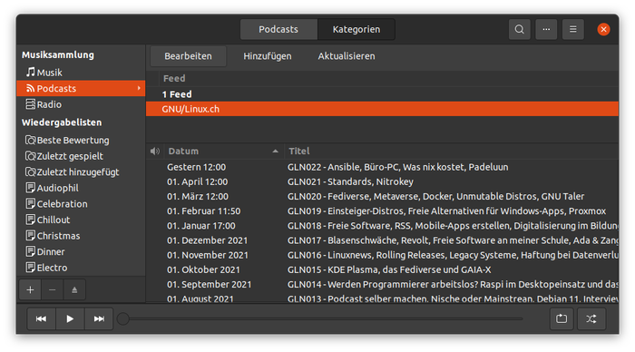 rhythmbox 3.4.5 verbessert podcast-fähigkeiten