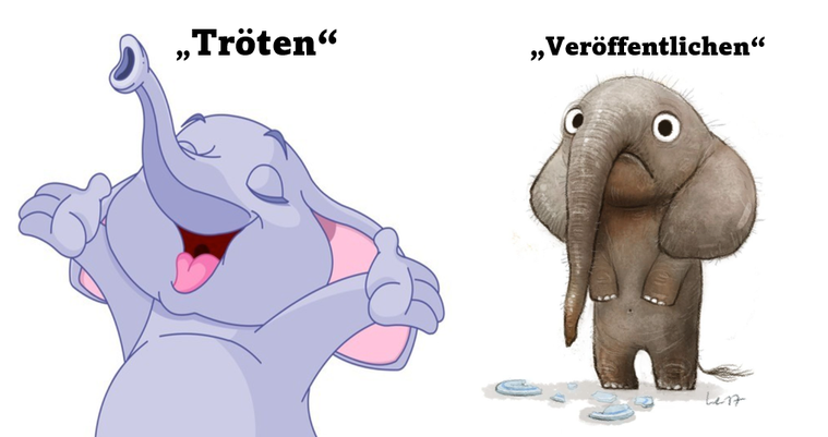 tröten versus veröffentlichen?