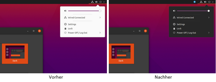 ubuntu 21.04 mit dunklem shell-thema