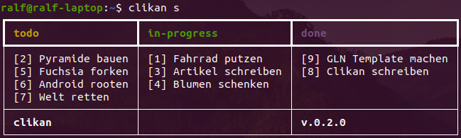 kanban für die kommandozeile