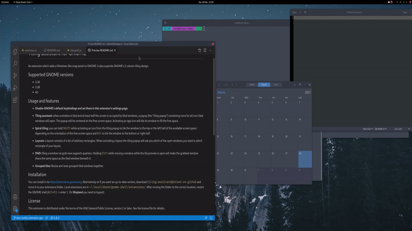 gnome: tiling-assistant