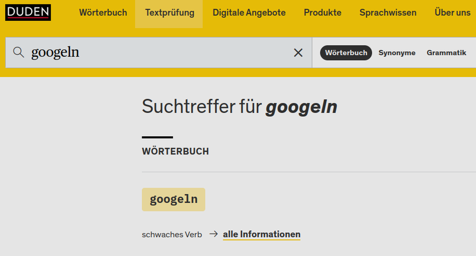 googeln : schwaches verb